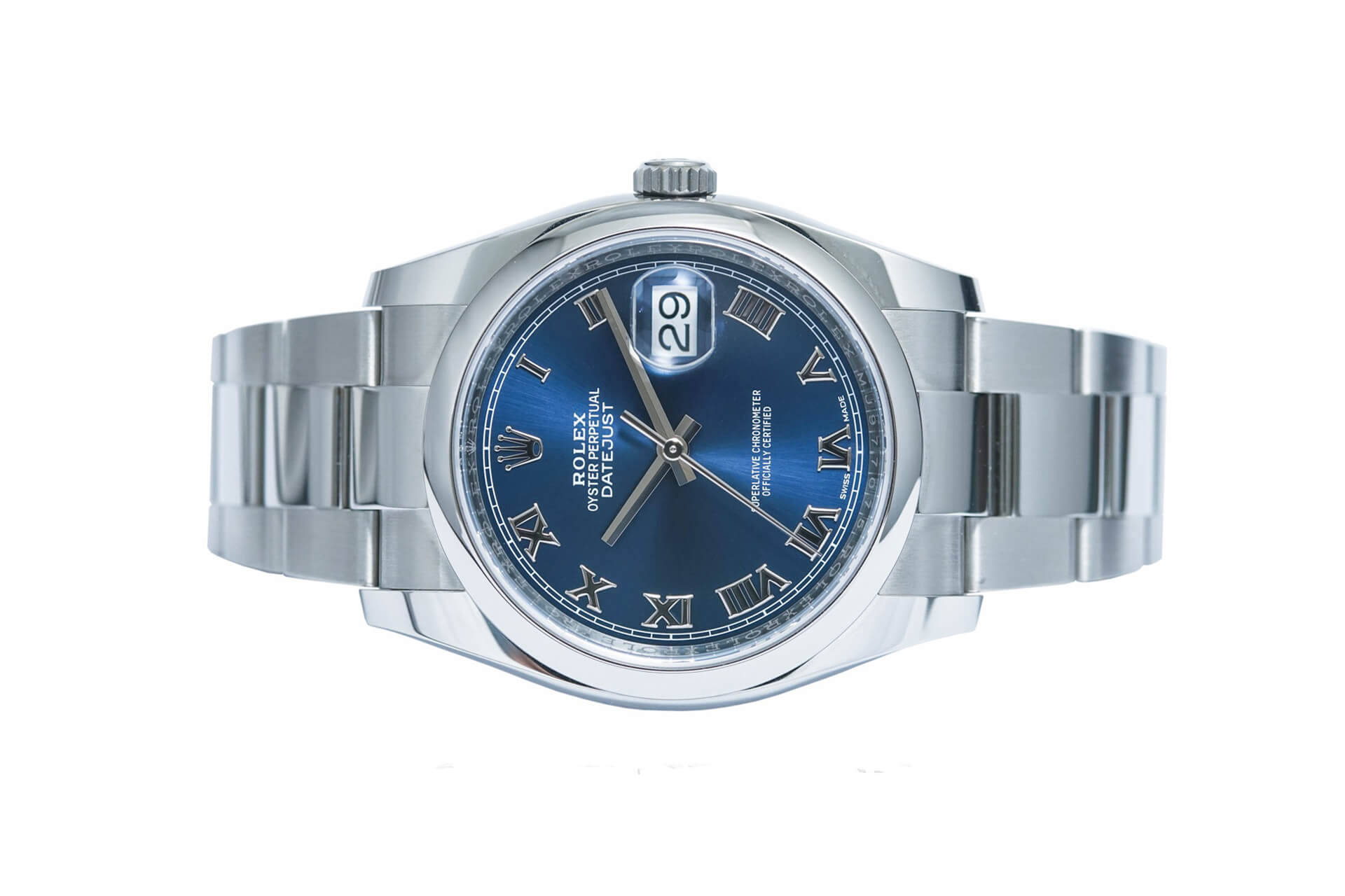 Rolex Datejust 36 reference 116200 mặt số xanh cọc số La Mã, ảnh Gia Bảo