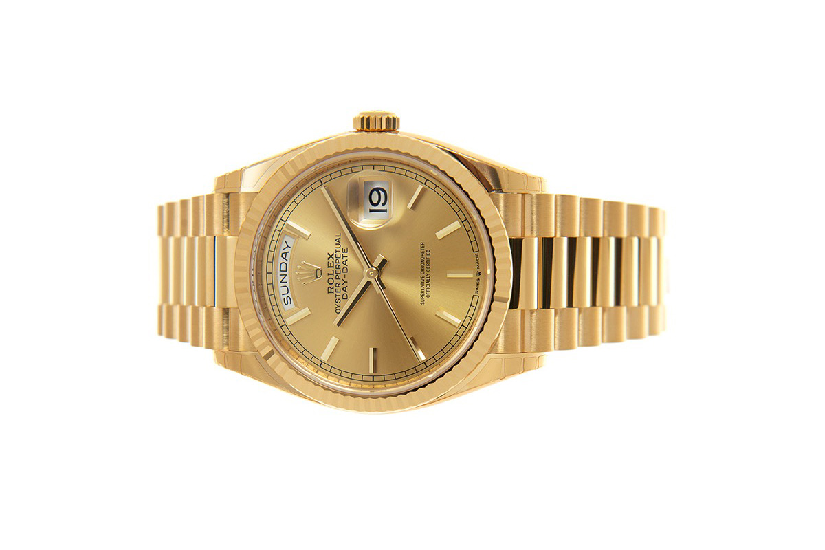 Rolex Day-Date 36 reference 128238 vàng vàng mặt champagne, ảnh Gia Bảo