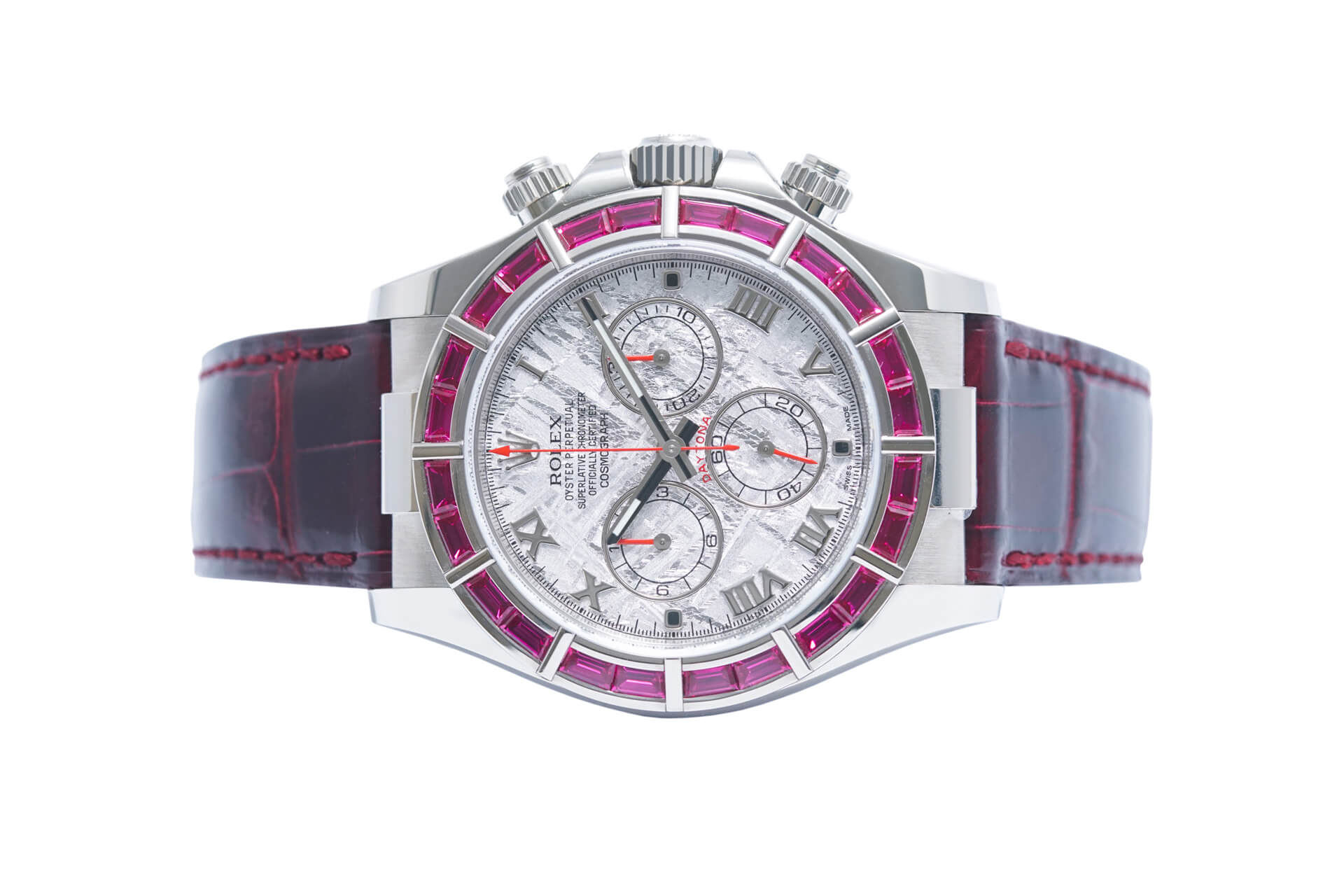 Rolex Daytona 116589SALV vàng trắng, vành ruby và mặt số thiên thạch tại Gia Bảo