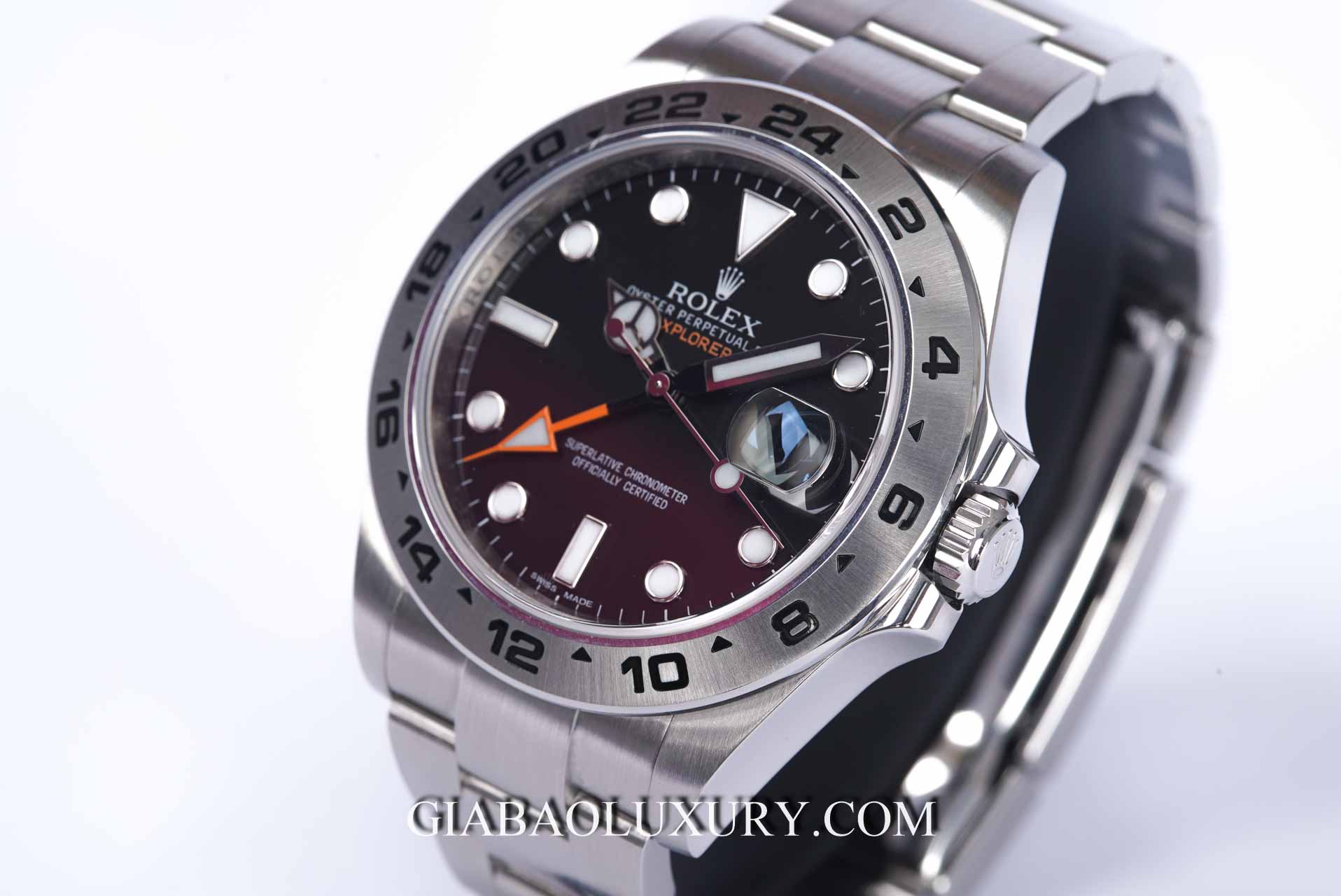 Dây khóa Rolex Explorer II 216570 mặt đen tại Gia Bảo