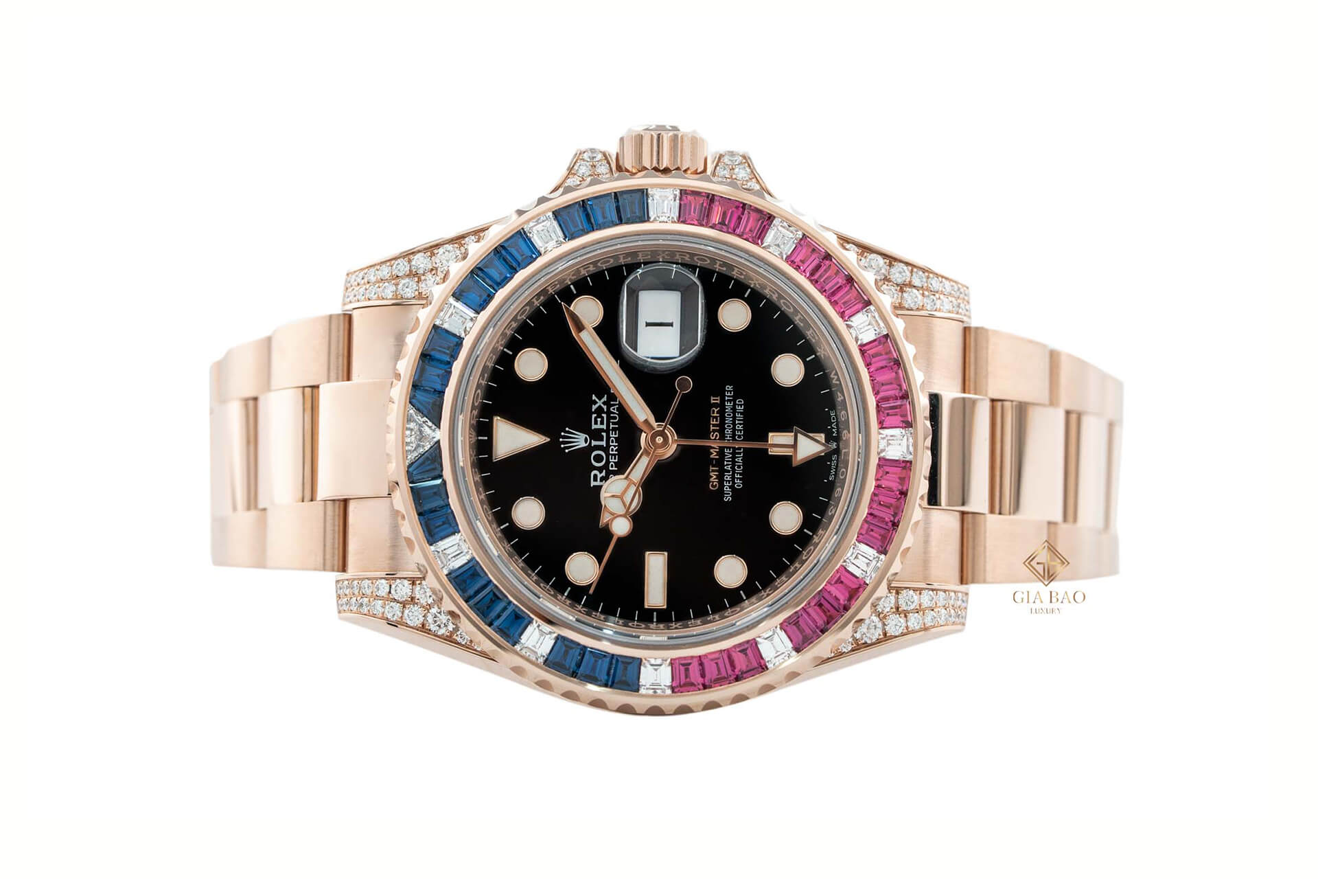 Rolex GMT-Master II 126755SARU Everose đính sapphire và ruby từng có tại Gia Bảo
