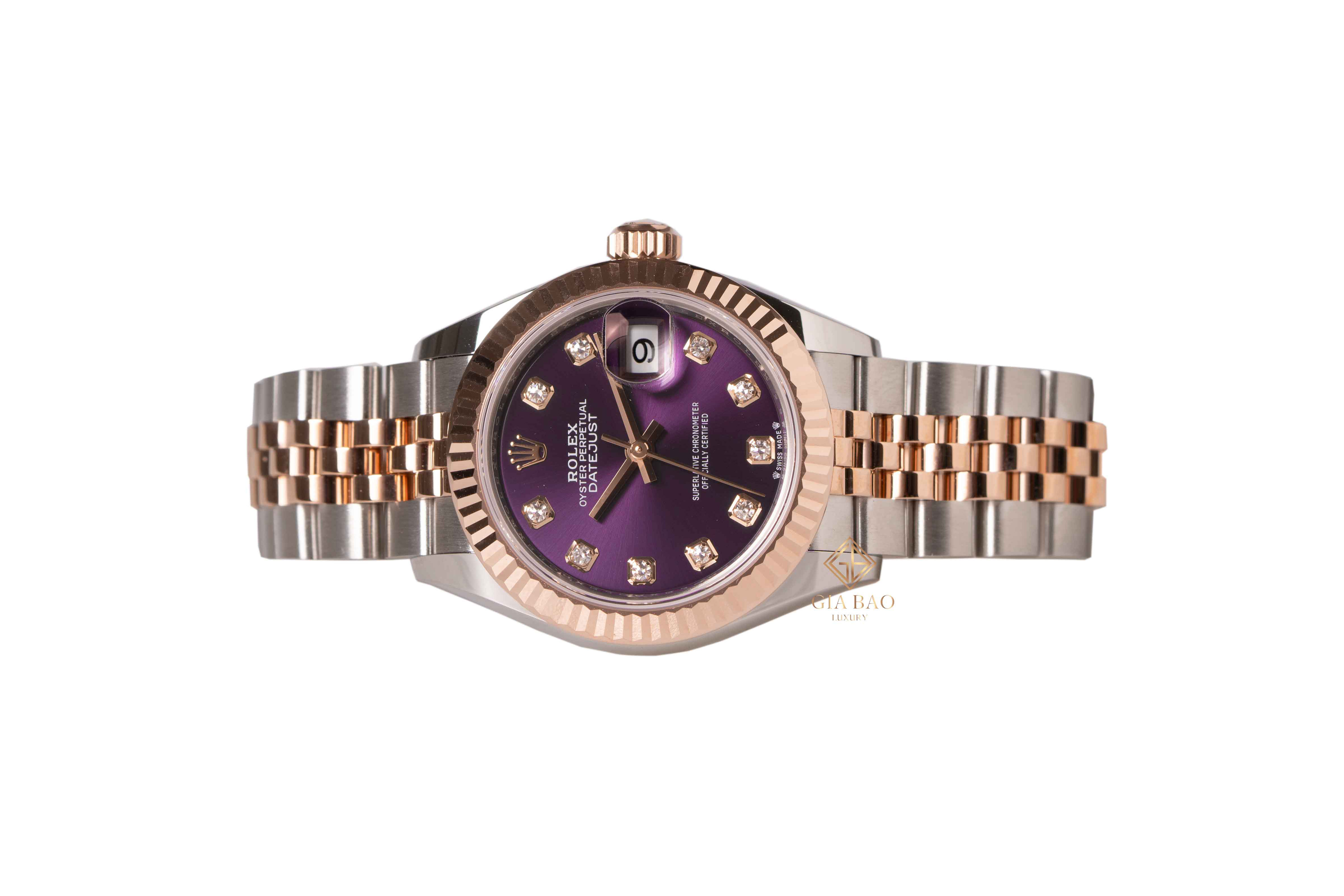 Rolex Lady-Datejust 279171 vàng Everose mặt tím nạm kim cương từ Gia Bảo