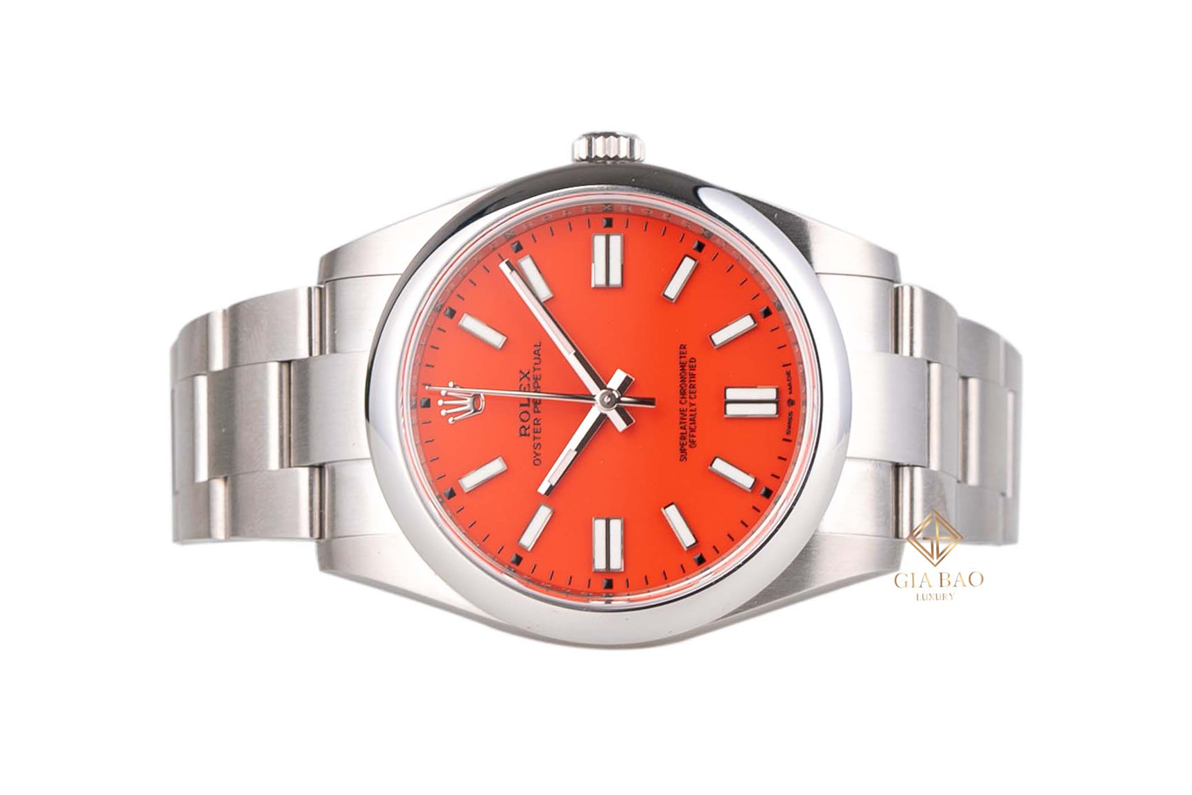 Rolex Oyster Perpetual 41 124300 mặt coral red tại Gia Bảo