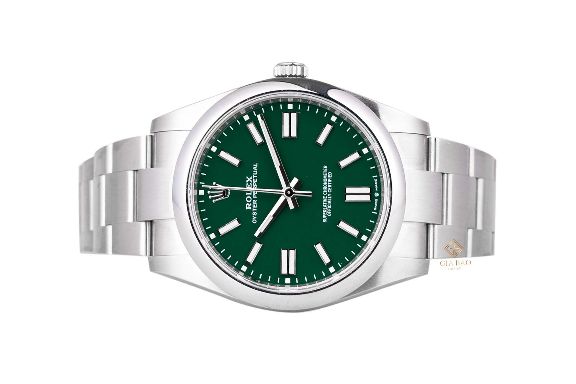 Rolex Oyster Perpetual 41 124300 mặt xanh lá lacquer tại Gia Bảo